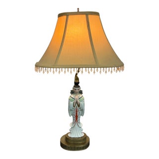 Chinoiserie Porcelain Figural Table Lamp, Vintage For Sale