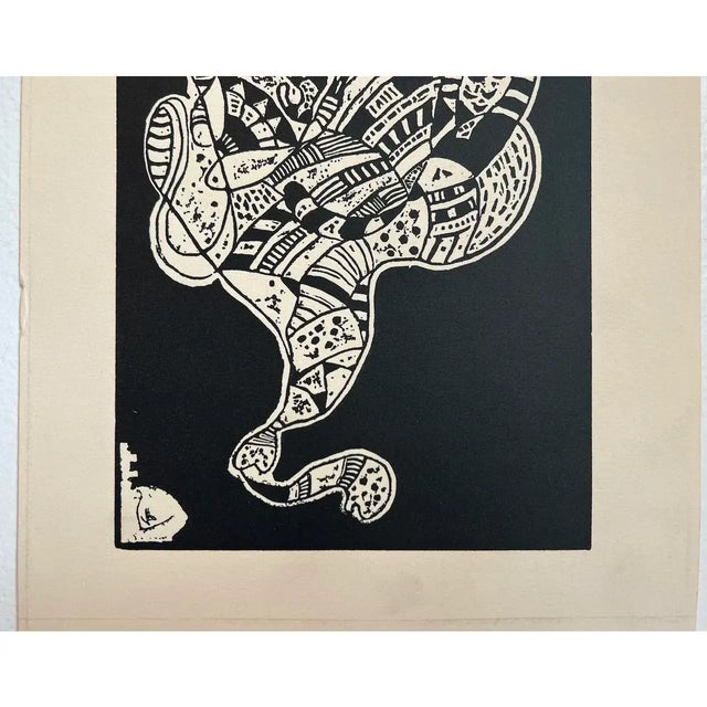Vintage Mid-Century Abstract Woodblock Print (After Wassily Kandinsky) – C. 1970s For Sale - Image 4 of 7
