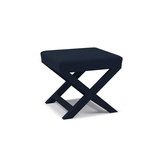 X Bench in Navy Linen Chairish