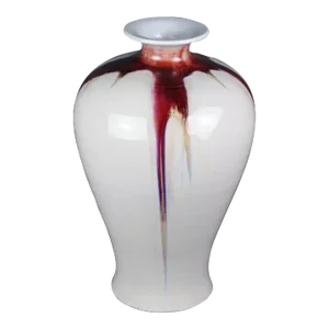 20th Century Jingdezhen Chinese Porcelain Red & White Flambe Vase