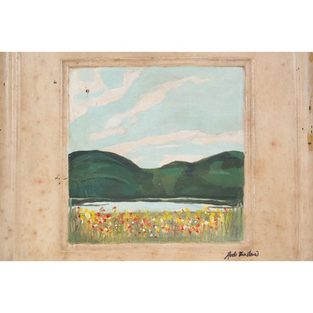 Hand Painted Scenic Tin Ceiling Wall Panel For Sale - Image 4 of 6