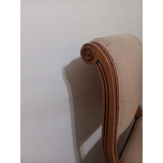 Three 1970s Wooden Counter-Height Stools With Striped Upholstered Seats and Backrests For Sale In Naples, FL - Image 6 of 8