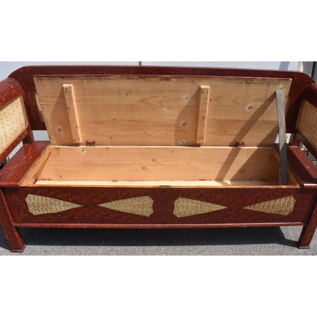 Pine and Oak Storage Bench in Decorative Paint For Sale - Image 11 of 13