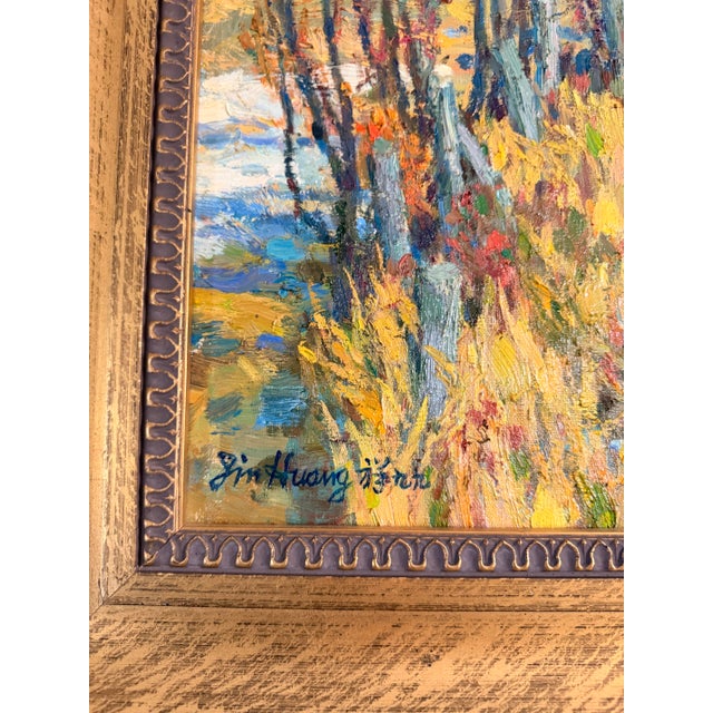 Golden Montana Wilderness, Jin Huang, Original Oil on Canvas, 1999 For Sale - Image 4 of 9