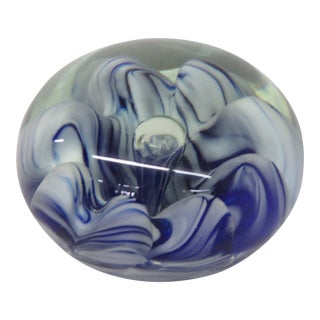 Joe St Clair Stamped Hand Blown Art Glass Paperweight Controlled Bubble 4517b For Sale