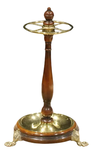Victorian Mahogany & Brass Stick & Umbrella Hall Stand with Lion Paw Feet, 1850s