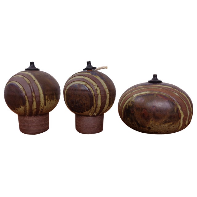 Ceramic Oil Table Lamps by Aage Würtz, 1970s, Set of 3 For Sale