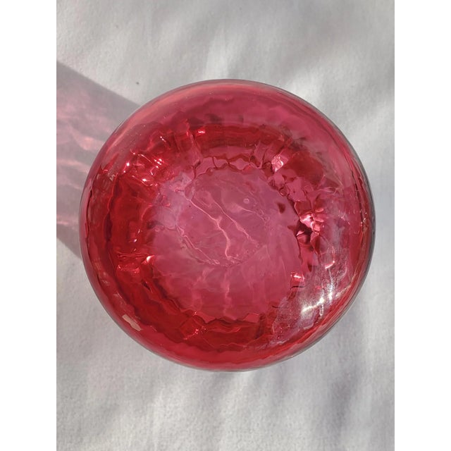1980s 1980s Pilgrim Cranberry Glass Bud Vase With Crystal Collar For Sale - Image 5 of 12