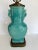Chinese Art Deco turquoise craquelure porcelain vase lamp with stylised foo dog handles. The lamp features the original...