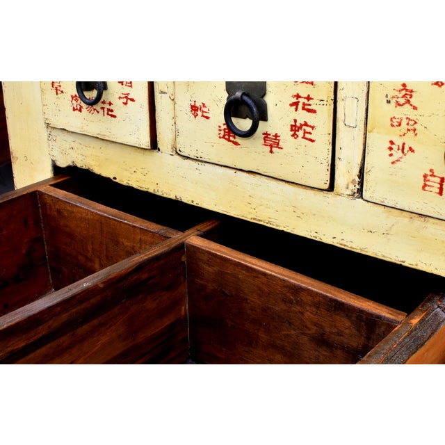 19th Century Chinese Apothecary Medicine Cabinet Yellow Lacquer 67 Drawers For Sale - Image 10 of 18