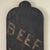 A rare to market 20th Century large butcher shop trade sign. In the tombstone design, this large wood constructed sign...