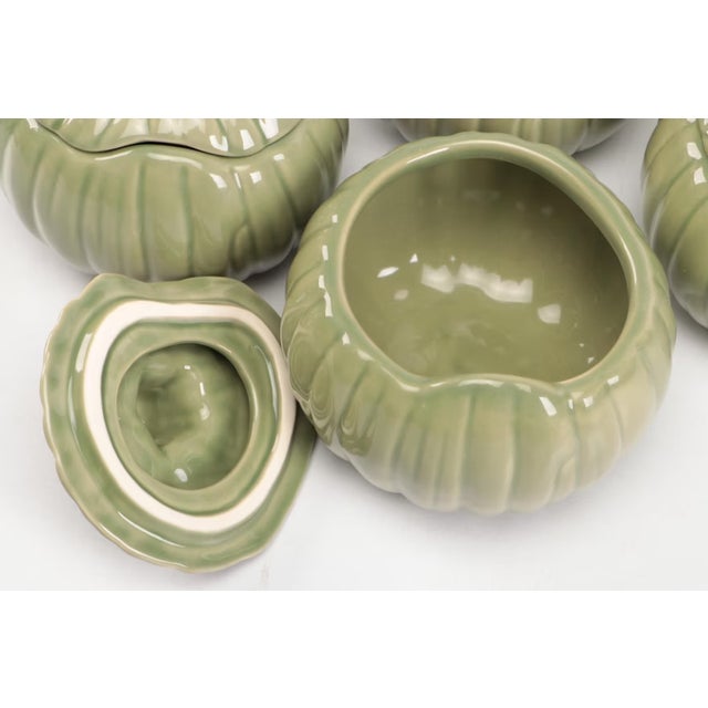 2010s Williams-Sonoma Sage Green Pumpkin Soup Tureen & 4 Bowls - Set of 5 For Sale - Image 5 of 7