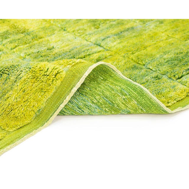 3.00 X 2.21 M Hand-Knotted Wool Rug - Vibrant Lime Green & Neon Yellow Statement Carpet, One of a Kind For Sale - Image 4 of 11