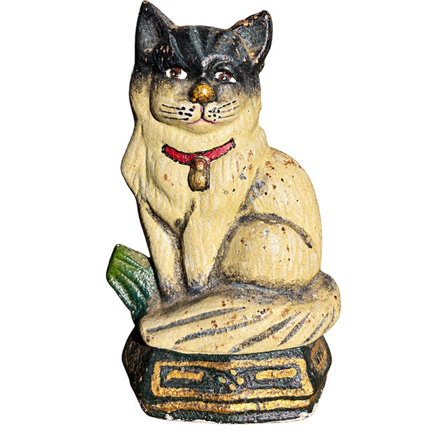 Miniature Cast Iron Cat Doorstop For Sale
