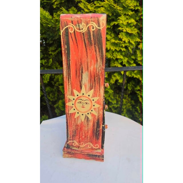 Vintage Folk Wooden Cabinet in Pyramid Shape, 1980s For Sale - Image 3 of 7