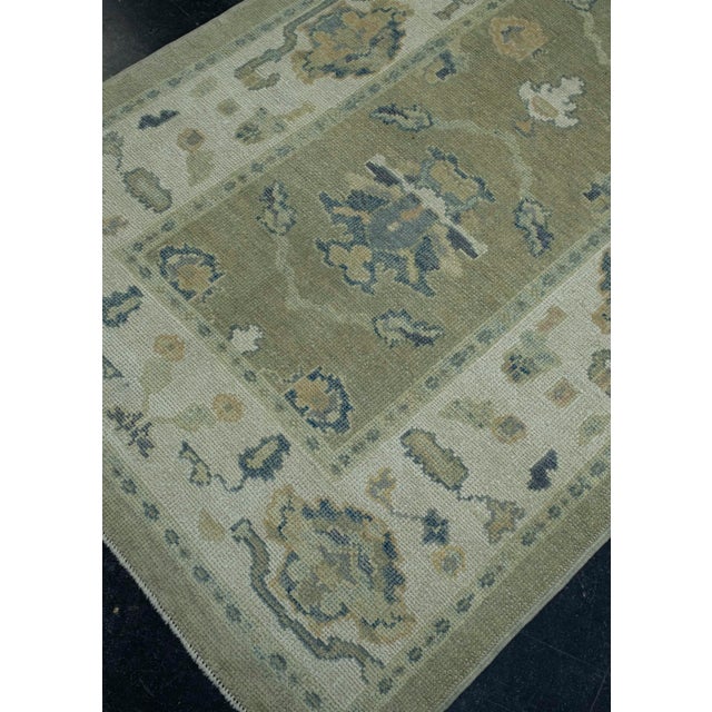 Turkish Turkish Oushak Rug 3'11" x 10'5" #18087 For Sale - Image 3 of 8