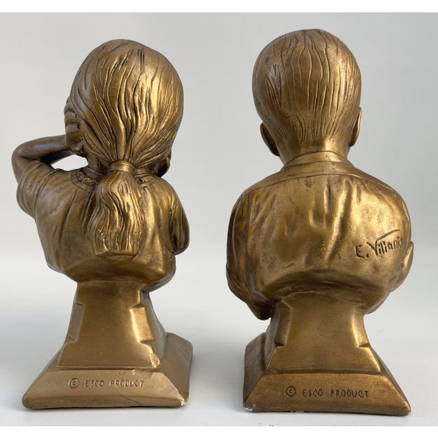 1950s Chalkware Boy Girl Bookends Figurines For Sale In Boston - Image 6 of 9