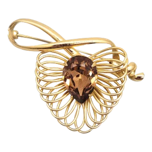 Vintage 1950s Signed Napier Faux-Topaz Brooch