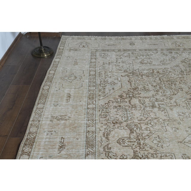 1970s Vintage Persian Handmade Wool Cotton Brown Area Rug For Sale - Image 4 of 11