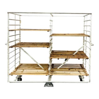 Antique Vintage Belgian Bakery Rack Cart With Wheels For Sale