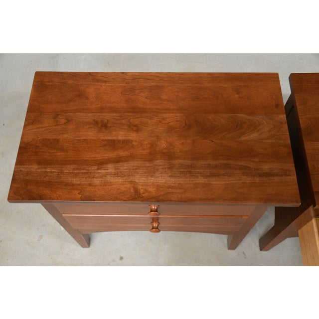 1990s Refinished Cherry Nightstands by Pennsylvania House - A Pair For Sale In Boston - Image 6 of 8