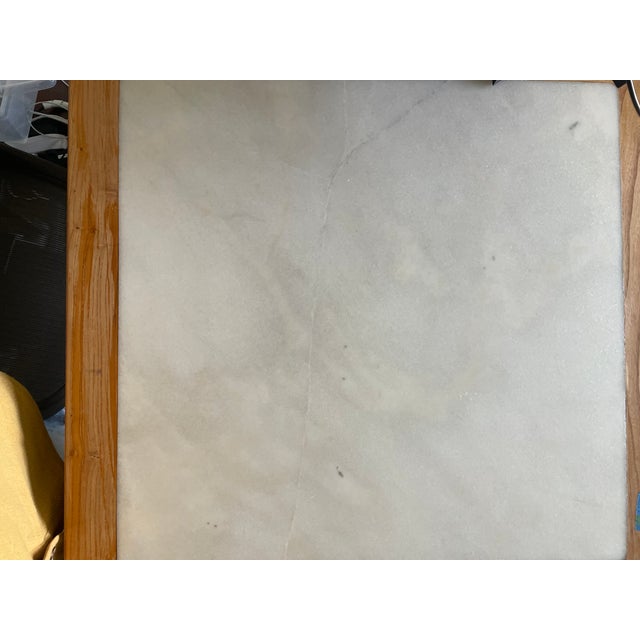 1910s Antique Chinese Elm Desk With Inlaid White Marble Top For Sale - Image 5 of 6