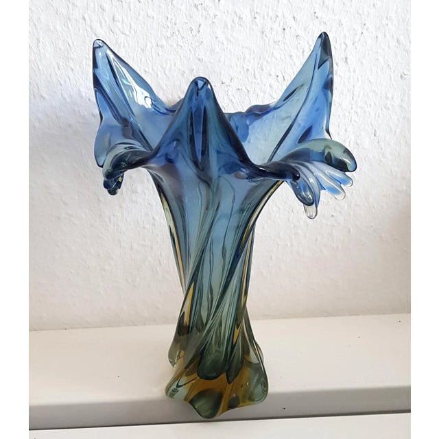 Blue & Yellow Murano Glass Vase from Seguso, 1950s, in Very Good conditions. Designed 1950 to 1959 This piece is...