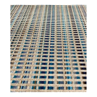 Caracole Blue Cut Velvet Grid Pattern Multipurpose Fabric - 5 Yards For Sale