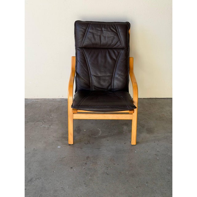 1960s Mid Century Danish Stouby Leather Armchair Bentwood Lounge Chair Scandinavian Modern 1960s For Sale - Image 5 of 11