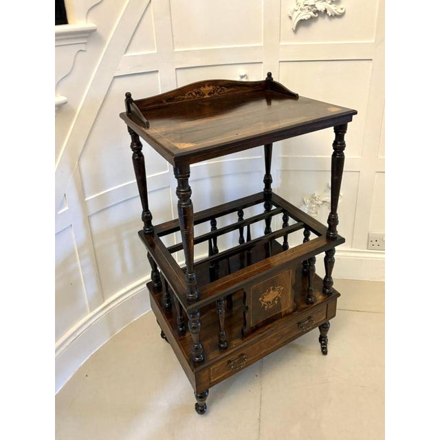 Antique Victorian Rosewood Inlaid Canterbury, 1890 For Sale - Image 11 of 11