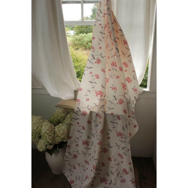 Antique French 19th C W 18th Century Style Curtain Panel Fabric