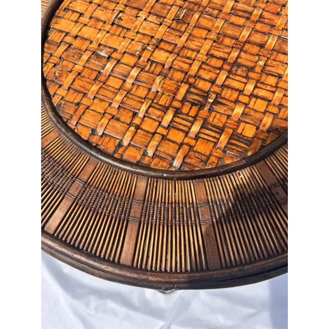 Interlude Home Vintage Interlude Home Burnt Bamboo and Rattan Nesting Tables by Turtle and Crane - A Pair For Sale - Image 4 of 10