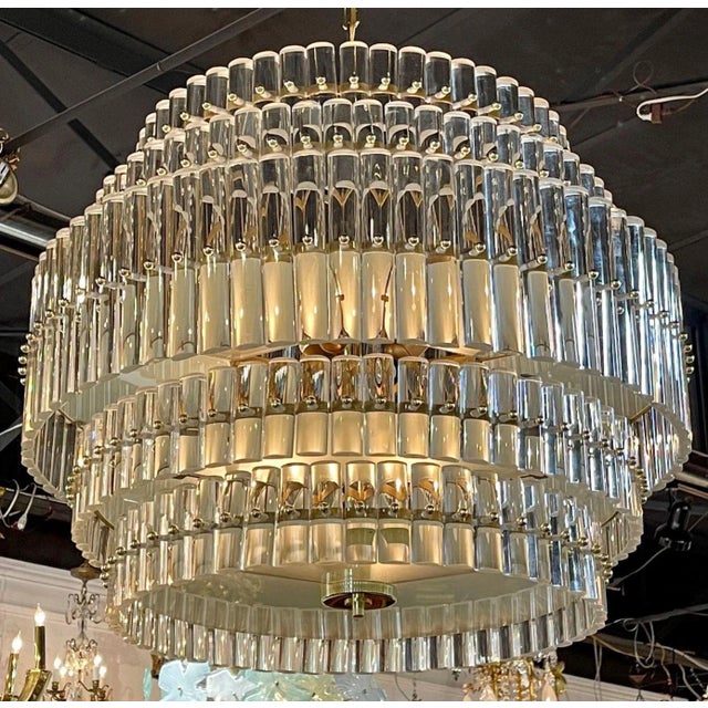 Modern Murano Glass and Brass Multi-Tiered Drum Form Chandelier For Sale In Dallas - Image 6 of 6