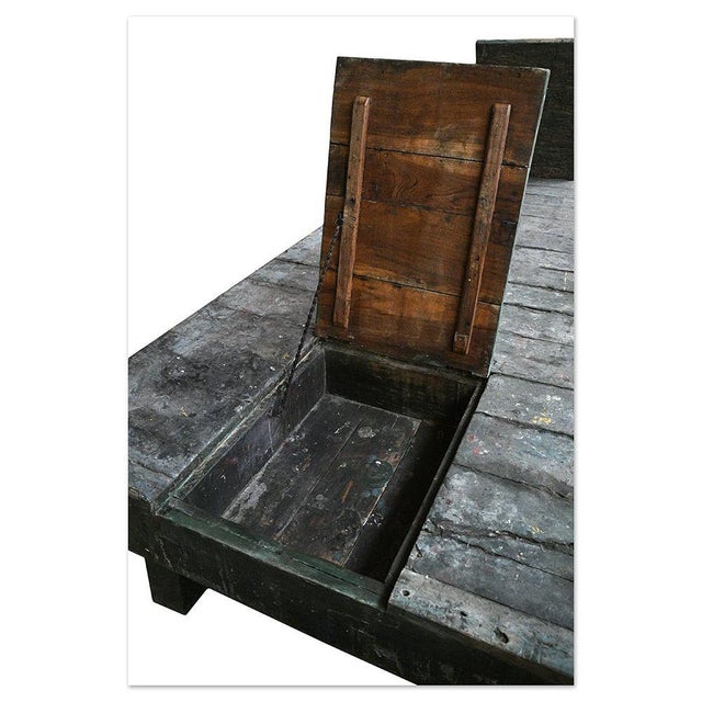 Large Artisan Table in Patinated Solid Wood For Sale - Image 5 of 7