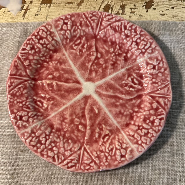 Secla Vintage Secla Pink Cabbage Bread/Dessert Plates, Made in Portugal- Set of 3 For Sale - Image 4 of 8