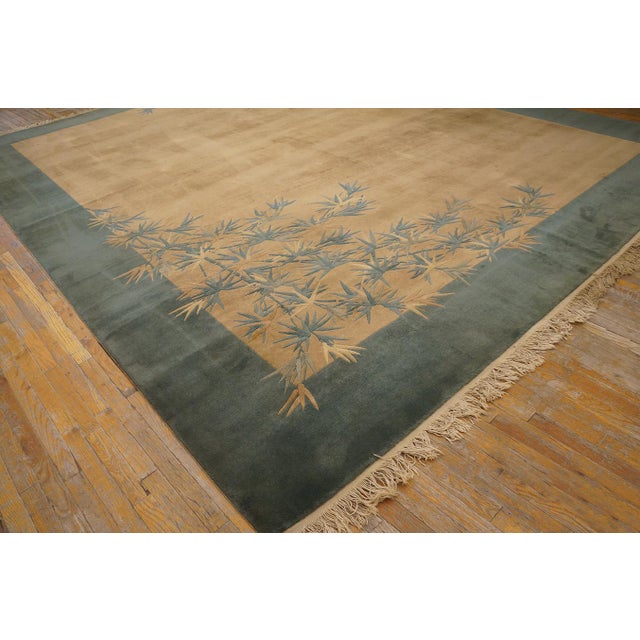 Camel Soothing Camel Background With Soft Color Palmettes Pattern Antique Chinese Art Deco Rug For Sale - Image 8 of 12