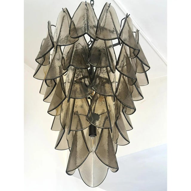 Black Smoked Fumé Murano Glass “Rondini” Cascade Chandelier, Modern Venetian Design For Sale - Image 8 of 9