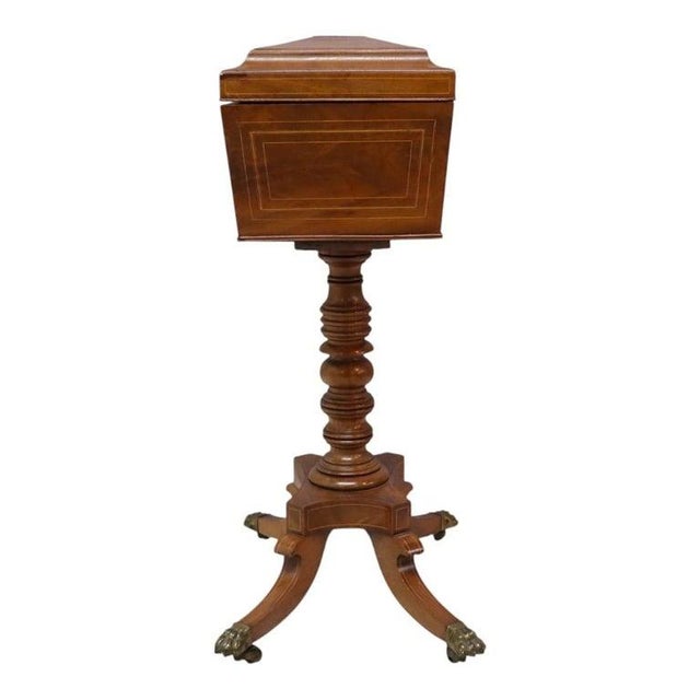 English Rosewood Tea Caddy With Satinwood Banding & Claw Feet 19thC For Sale - Image 11 of 14