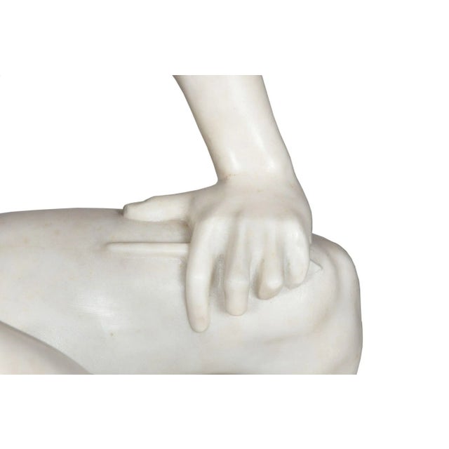 Italian Carved Carrara Marble Art Deco Sculpture of “Stone Carver” by Barsanti For Sale - Image 10 of 12