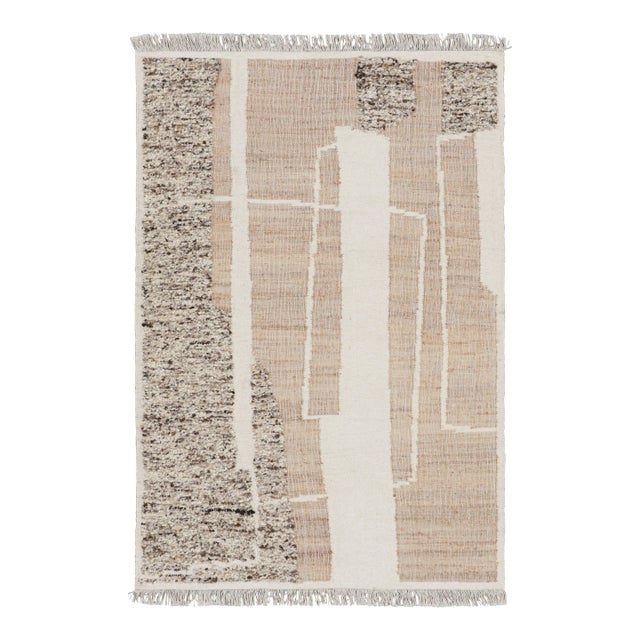 Rug & Kilim’s Abstract Flatweave with Cream and Beige Geometric Patterns - 8x10 For Sale