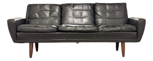 Model 64 Sofa in Black Leather by Georg Thams for Vejen Polstermøbelfabrik, Denmark, 1960s
