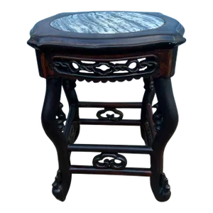 Antique Rosewood Carved Marble Top Table, 19th Century