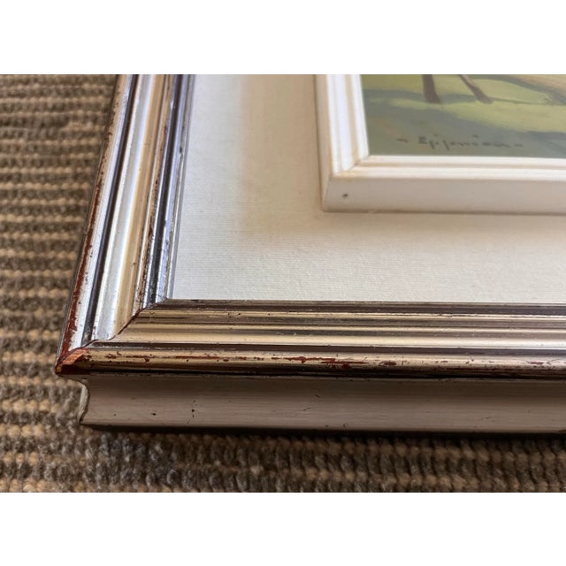 Green Vintage Italian School Framed Painting For Sale - Image 8 of 9