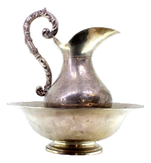 Lavender and Silver Gum with Engraved Garlands and a Handle Embossed with Acanthus Leaves