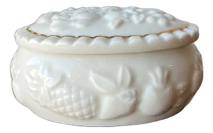 1990s Lenox Fruits of Life Small Oval Box and Lid, Trinket Box