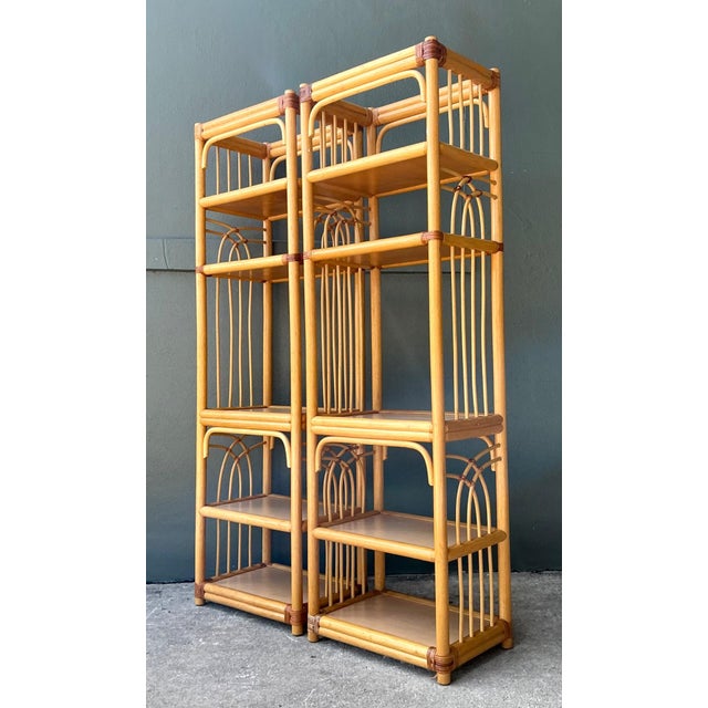Vintage Rattan Etagere Shelves - A Pair For Sale - Image 15 of 15