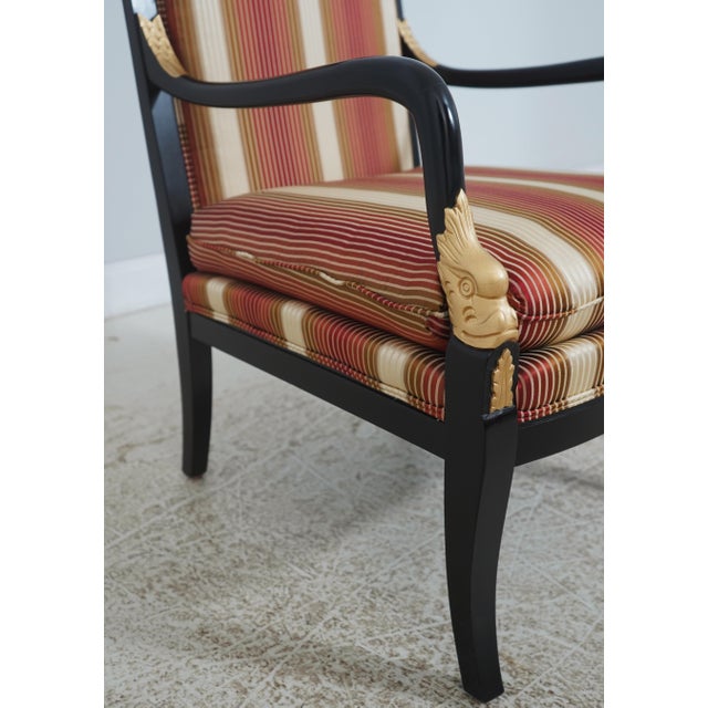 Pair Neoclassical Dolphin Carved Arm Black Chairs For Sale - Image 4 of 18