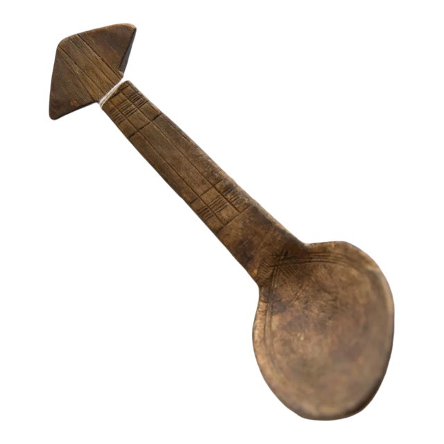 Vintage African Wooden Spoon For Sale