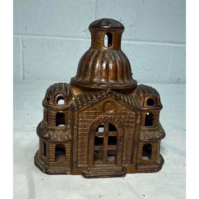 Bronze Antique A. C. Williams Domed Mosque Palace Still Coin Bank Original Paint For Sale - Image 8 of 9