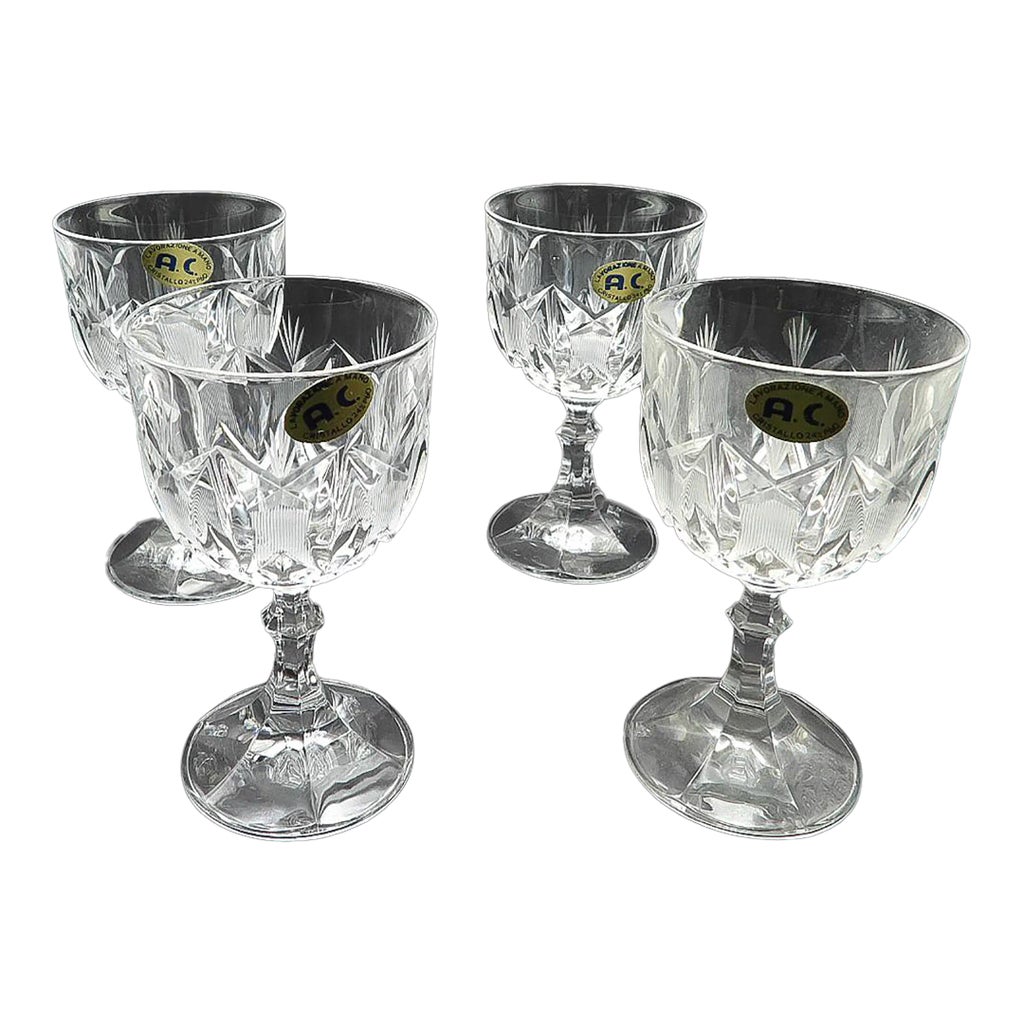 1950s Mid Century Modern Italian Ac Cut Crystal Atomic Wine Stem 